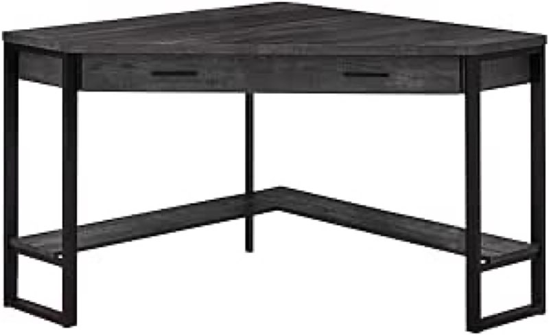 Monarch Specialties DESK-42 L/BLACK RECLAIMED WOOD CORNER Computer Desk
