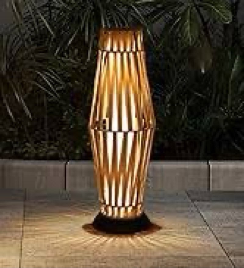 GREEN MORE Rattan Solar Patio Lights,50 Lumen Auto-On/Off Outdoor Floor Solar Lamp, IP65 Waterproof 