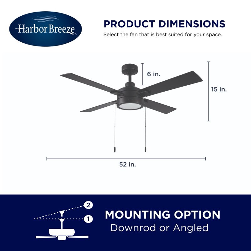 Harbor Breeze Eddington Easy2Hang 52-in Integrated LED Matte Black with Black/Dark Gray