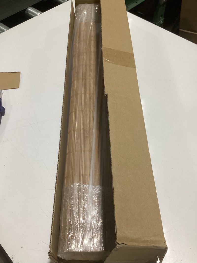 Condition photo showing New/Like New for LazBlinds No Tools No Drill Bamboo Roller Shades, Cordless Bamboo Blinds, Light Filtering Roll Up Blinds for Windows, French Door, Porch or Patio, 30'' W x 64'' H, Squirrel Squirrel 30'' W x 64'' H