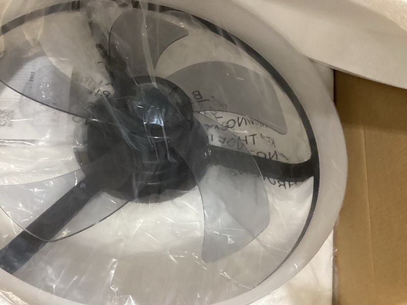 Condition photo showing New/Like New for volisun low profile ceiling fans with lights and remote, 20in fandelier ceiling fan flush mount, 3000k-6500k smart bladeless led fan light, black modern ceiling fans with lights for bedroom black 20 inch