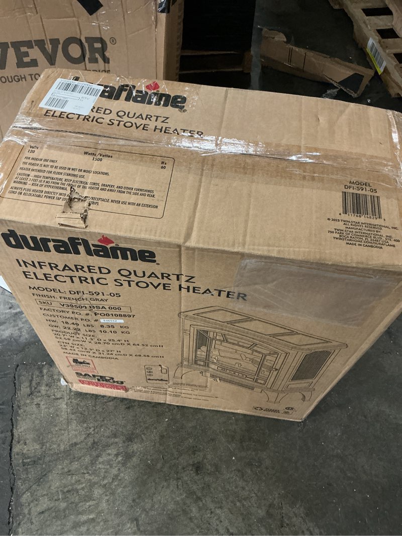 Condition photo showing As Is for Duraflame infrared quartz elecrric stove heater french gray