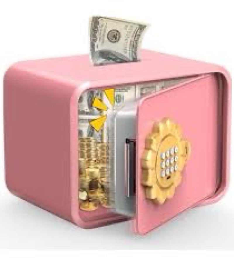 Pink Sunflower Mini Steel Safe with Auto Door & Coin Slot, Small Safe Box for Cash, Jewelry, Persona