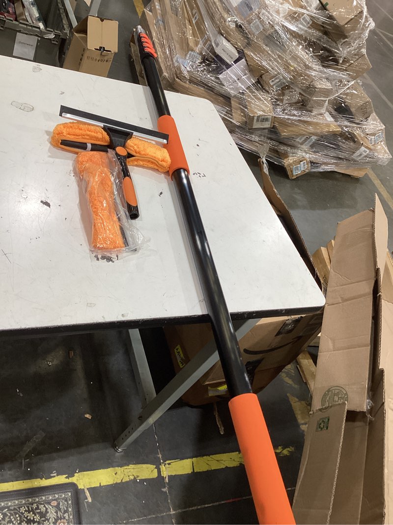 Condition photo showing Good Condition for 26ft high window cleaning kit with pole,2 in 1 window squeegee,5-20ft professional window clean pole kit(2 squeegee & 2 microfibre cloths),180°rotatable squeegee for indoor/outdoor high windows 10.65in squeegee 20ft(reach 26ft)