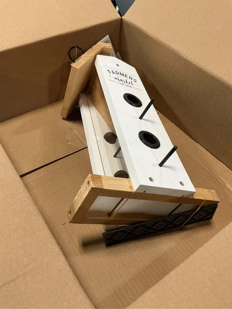 Condition photo showing As Is for wild wings wwlf1-deco farmhouse vertical bird feeder, white
