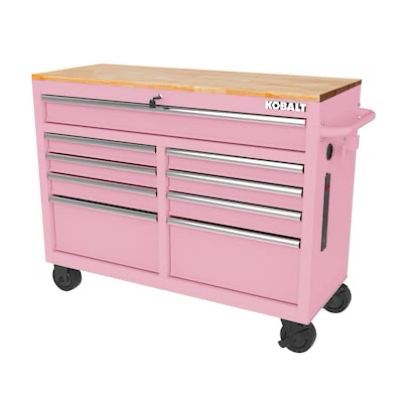 Kobalt 46.1-in W x 37.2-in H 9 -Drawers Rolling Pink Wood Work Bench