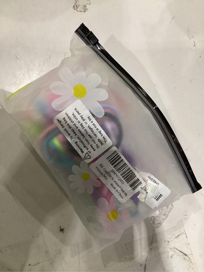 Condition photo showing Good Condition for 6-pack colorful braided hair extensions – elastic tie-on synthetic braids – fun and easy hairpieces – cute ponytail accessories for daily wear, parties & gifts mix color