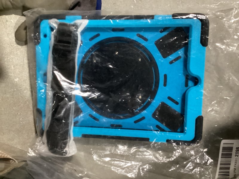 Condition photo showing As Is for BRAECN iPad 9/8/7 Generation Case,Hybrid Shockproof Case with Pencil Holder, Handle Grip, Kickstand, Strap, Screen Protector, Pencil Cap Holder for iPad 10.2” 9th/8th 7th Gen 2021/2020/2019-Black+Blue