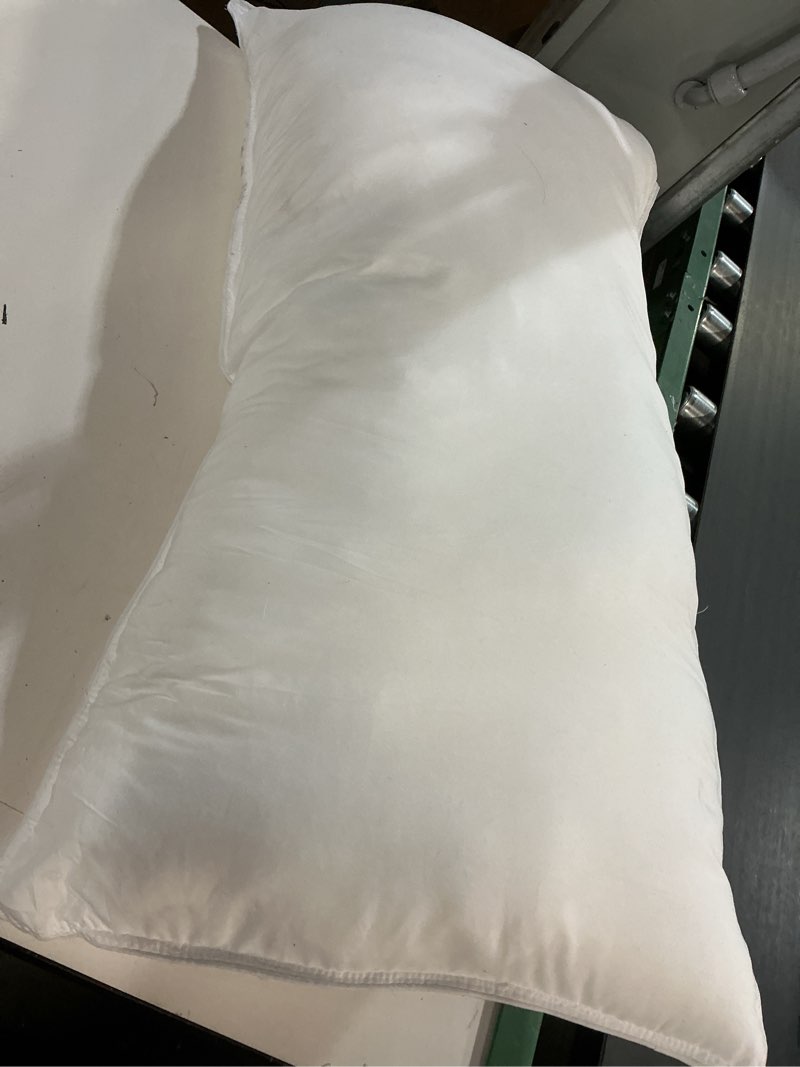 Condition photo showing As Is for Amazon Basics Body Pillow Pillowcase with Zipper, 100% Cotton Hypoallergenic, Pillow Protector, White (55 x 21 Inches), Pillows Not Included