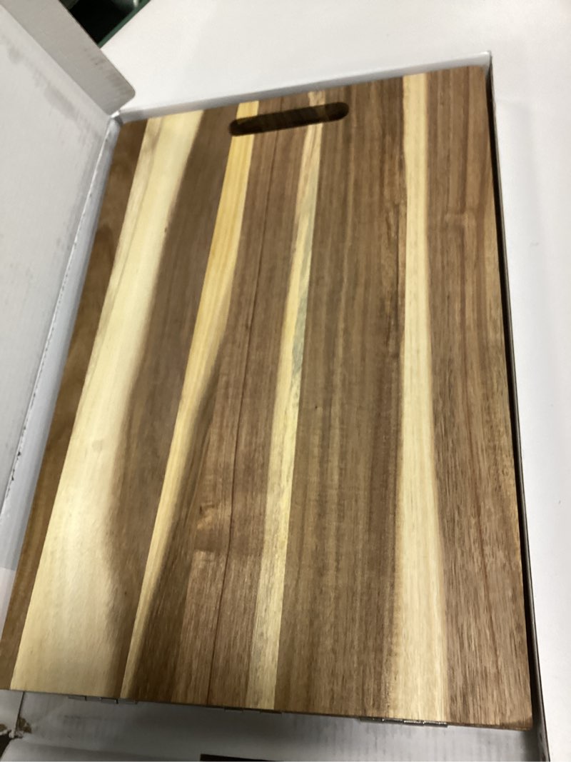 Condition photo showing Good Condition for Acacia Wood Boards - Extra Large Charcuterie Board, Oversized 36 x 12 Inch Wood Serving Platter with Handles, Foldable Long Wooden Tray for Parties, Grazing & Appetizers