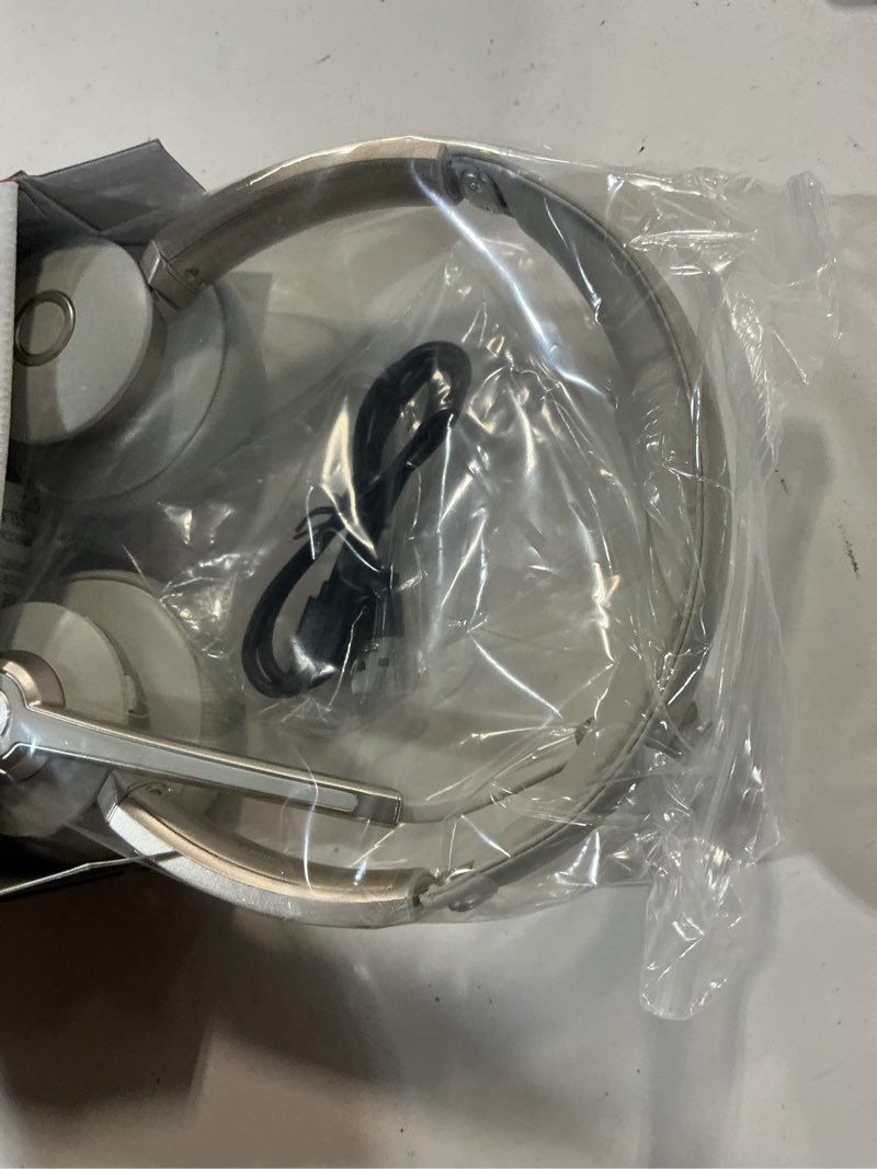 Condition photo showing Good Condition for bluetooth headset with microphone, wireless headphones with noise cancelling mic, 26hrs talktime, on ear headphones with mic mute for mac/laptop/zoom/teams/call center/office/home gold champaign gold