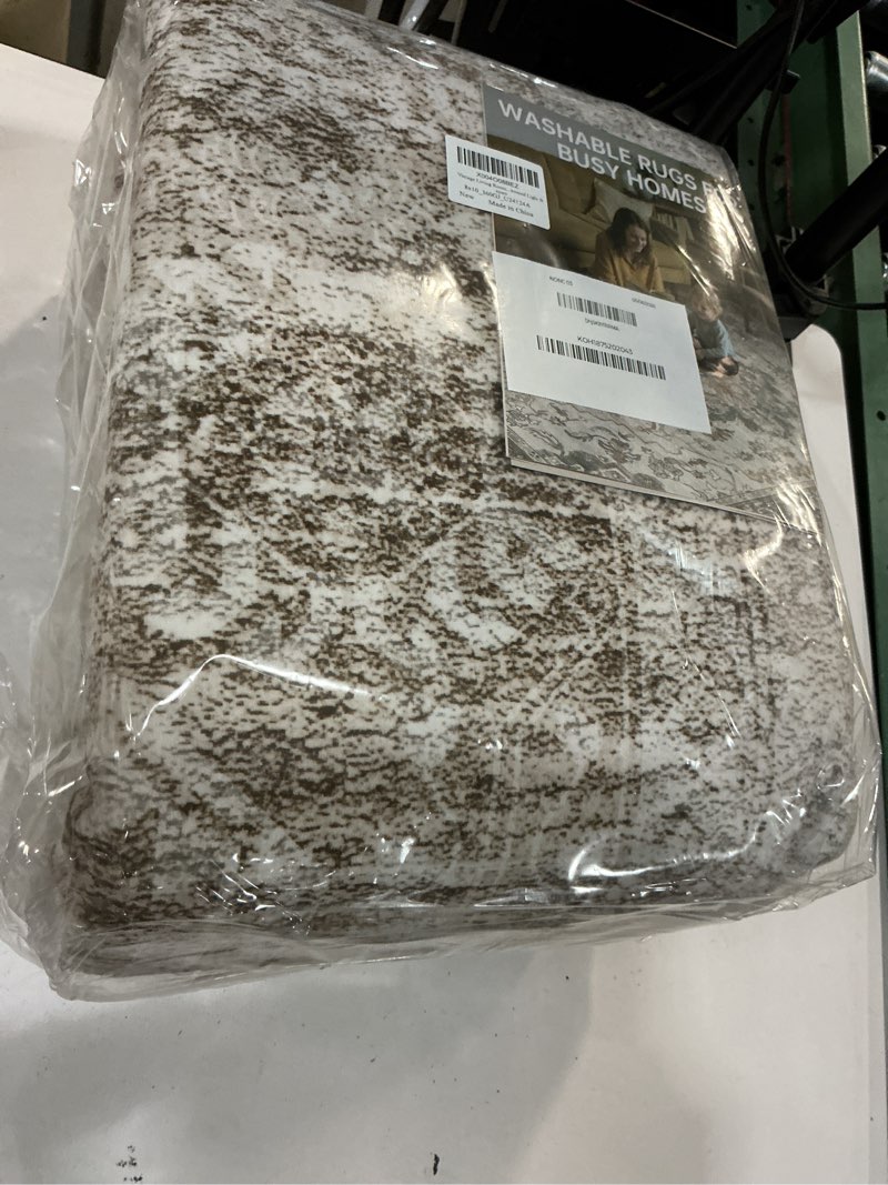 Condition photo showing New/Like New for vintage living room area rug 8x10 - large soft washable oriental traditional distressed farmhouse rugs for bedroom - indoor floor accent carpet for home office house decor - distressed light brown distressed light brown 8' x 10' (rectangular)