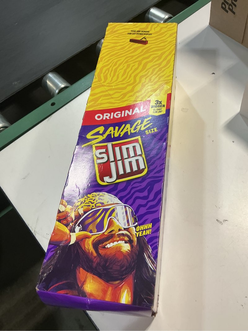 Condition photo showing Good Condition for (best by april 16/2026) slim jim savage smoked meat sticks, original flavor, high protein easter basket stuffer for men, 3.0 oz. (12 count)