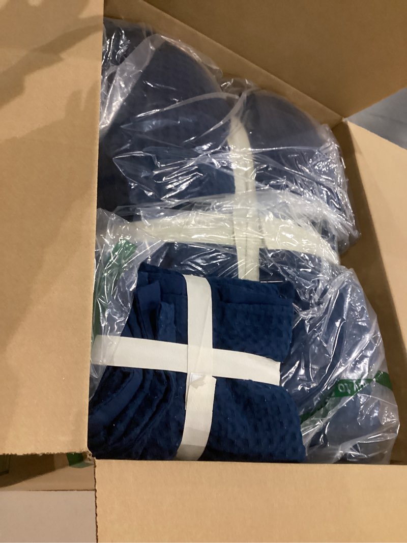 Condition photo showing Good Condition for PHF Ultra Soft Waffle Weave Comforter Set King Size, 3 Pieces Lightweight Breathable Comfy Bedding Set, Comfy Textured 1 Comforter with 2 Pillow Shams, Navy Blue King Navy Blue