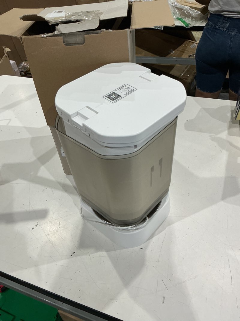 Condition photo showing As Is for petlibro automatic cat feeder, 5g wifi automatic dog feeder with freshness preservation, 5l timed cat feeders with low food sensor, up to 10 meals per day, granary pet feeder for cats/dogs white 5l-with wifi