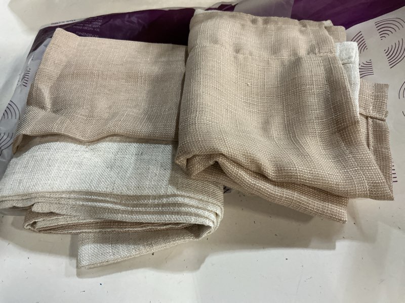 Condition photo showing New/Like New for jinchan linen farmhouse valances for living room windows 16 inch slubbed crossed double layer window valances light filtering rustic country overlay rod pocket 2 panels blush beige 50"w x 16"l (pack of 2) double linen | blush beige