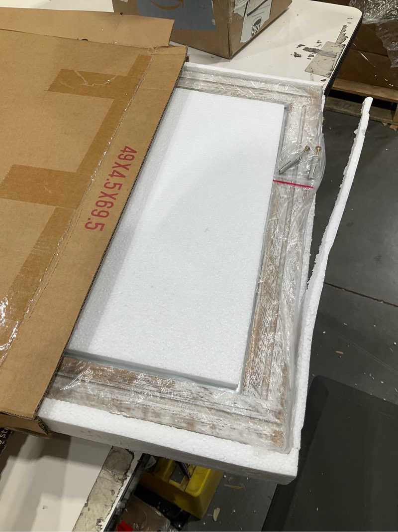 Condition photo showing Good Condition for AAZZKANG Large Wall Mirrors 26"x18" Rustic Wood Mirror Rectangle Decorative for Farmhouse Bedroom Bathroom Living Room Dressing Room Home Entryway 26"L x 18"W A-rustic White