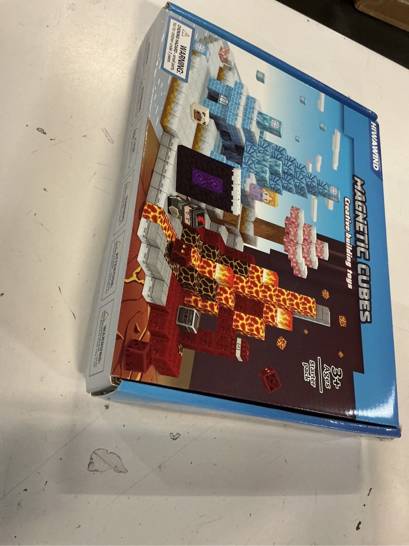 Condition photo showing New/Like New for hiwawind magnetic blocks set, ice princess castle & lava realm fantasy world building toys, stem montessori toys for 3 4 5 6 7 8 year old boys girls, creative birthday gifts for kids