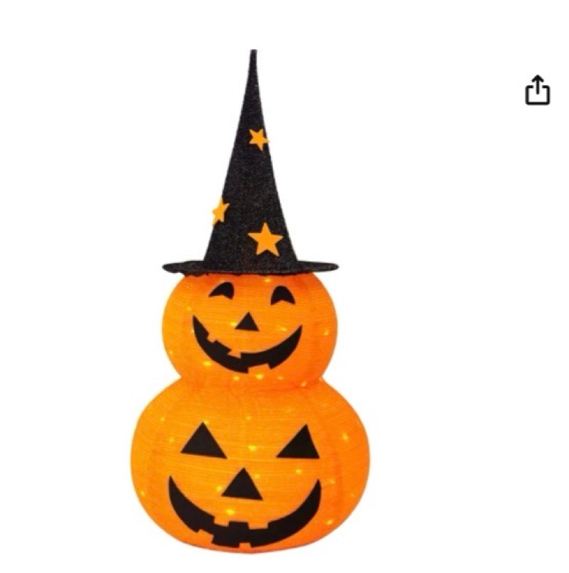 FUNPENY 3FT Halloween Collapsible Pumpkin Decorations, Pre-Lit Light Up 50 LED Pumpkin with Star Hat 8 Lighted Mode, Pop Up Jack-o-Lantern with Metal Stand for Indoor Outdoor Yard Holiday Decor
