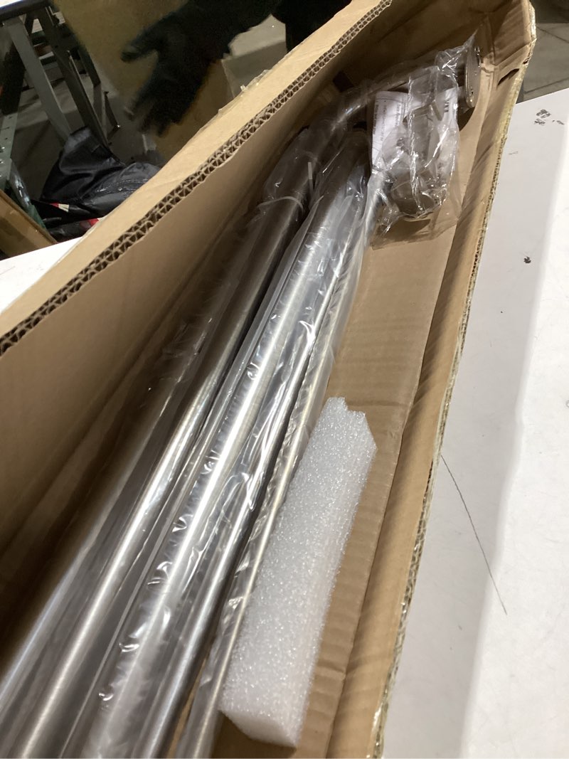 Condition photo showing Good Condition for Room Darkening Wrap Around Double Curtain Rod Set,Extendable Metal Rod Set 1 Inches Front Rod and 5/8 Inches Rod for Window 84-120",Satin Nickel 84-120" Satin Nickel