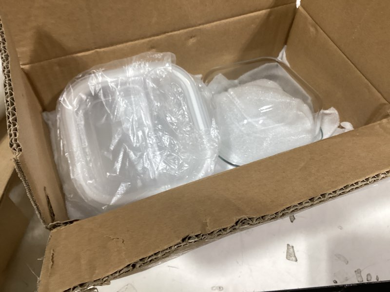 Condition photo showing Good Condition for 2 Cup Square Glass Food Storage Containers, Small Square Storage Containers With Airtight Lids Leak-proof, BPA free 16oz Glass Meal Prep Bowls, Dishwasher, Microwave, Freezer Safe (White)