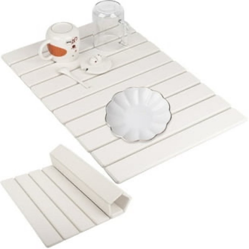 VVingsong Stone Dish Drying Mat for Kitchen Counter, Fast Drying, Collapsible, Large White Food Grade