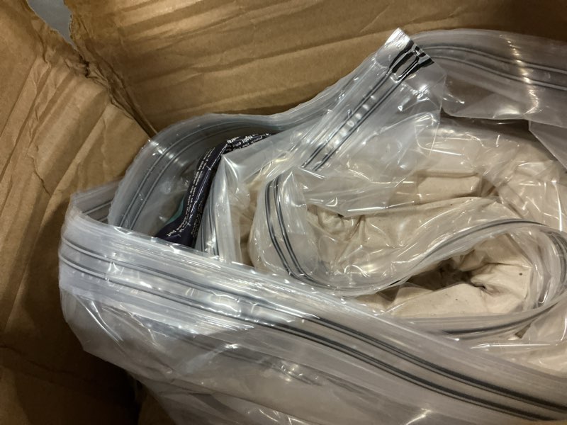 Condition photo showing As Is for Slsy Oversized XXL Folding Camping Cot for Adults with Pad, Padded Portable Sleeping Cots, Camp Bed with Carry Bag for Outdoor Travel, Beach, Hiking 1 Big Pastel Fog Beige