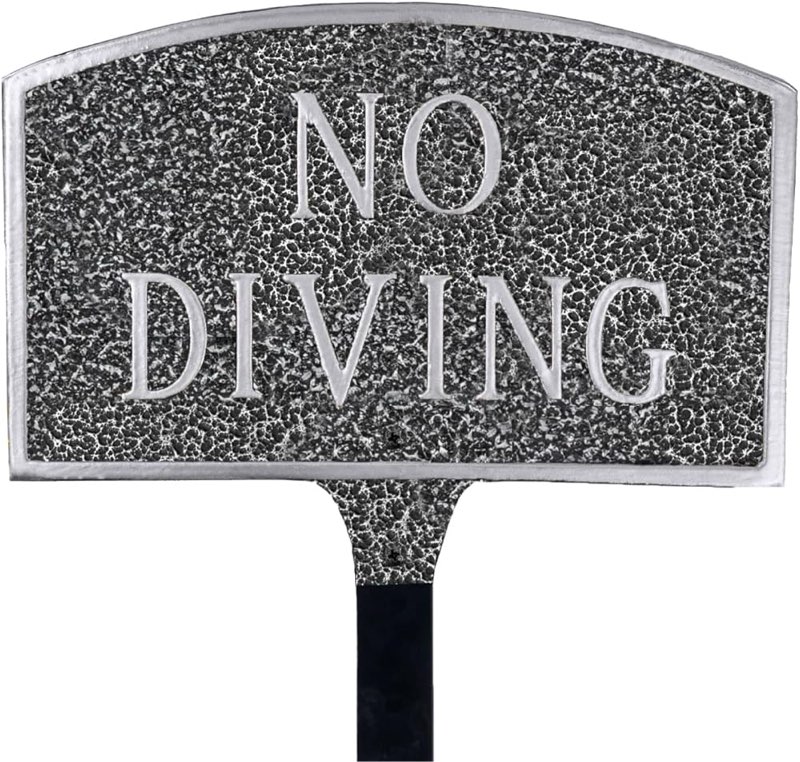 no diving small arch statement plaque - swedish iron