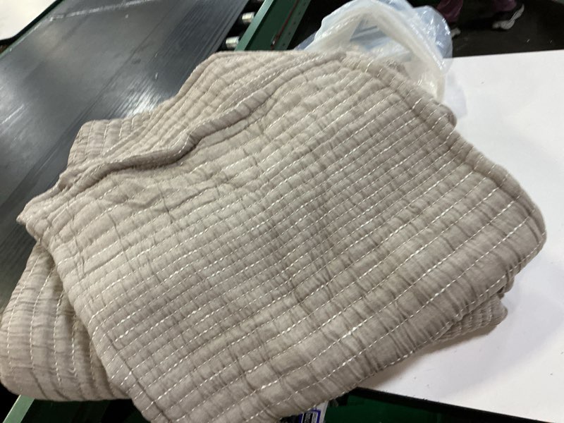 Condition photo showing Good Condition for organic cotton channel stitch coverlet set, taupe,  king/cal king