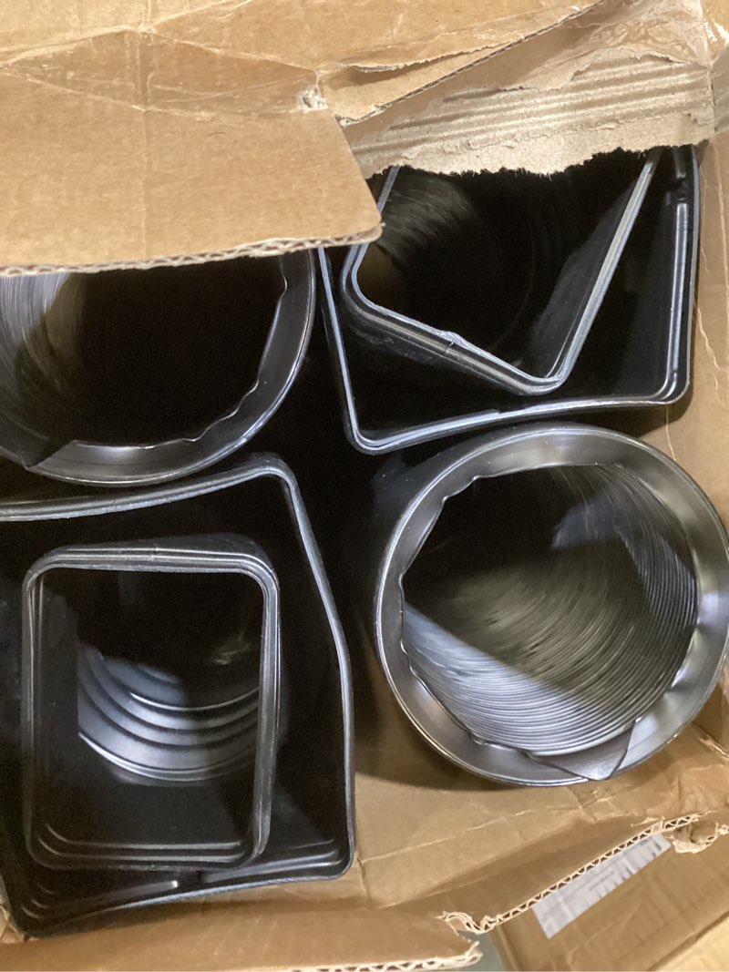 Condition photo showing As Is for 4 pack flexible gutter downspout extensions extendable from 21" to 67", downspout extender comes with adapters, thickened down spout drain extension for rainwater drainage(black) 4 pack black