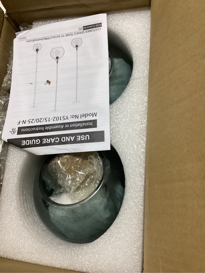 Condition photo showing Good Condition for 6" gray green glass modern pendant light kitchen island 2pk mid century brushed nickel modern pendant lighting with glass globe modern hanging pendant light for dining room?bulb incl. gray green-2 pack 6 inch