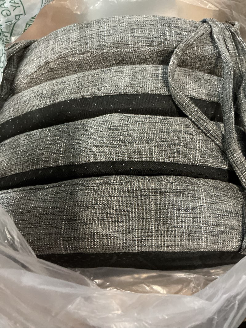 Condition photo showing As Is for (Similar to stock photo) Chair Cushions for Dining Chairs, D-Shaped Seat Cushions with Removable Washable Cover and Ties, Chair Pads for Kitchen, Indoor Dining Room, Patio Chairs, 17'' x 16'', Set of 4, Dark Grey Dark Grey 4 Count(Pack of 1)