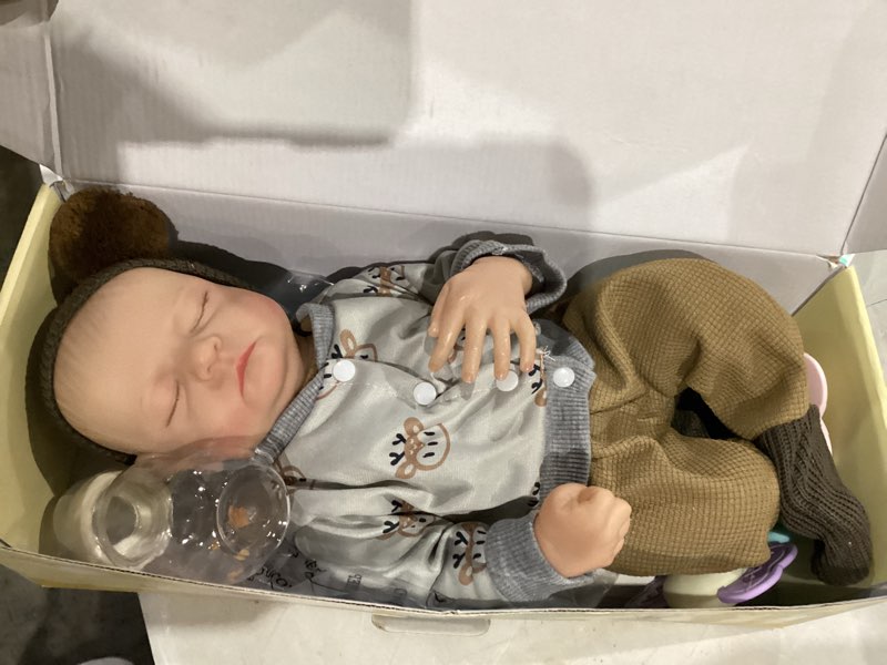 Condition photo showing New/Like New for BABESIDE Lifelike Reborn Baby Dolls Boy, 17 Inch Poseable Full Vinyl Body Realistic Baby Doll, Real Life Newborn Baby Doll with Toy Accessories Gift Set for Kids Age 3+