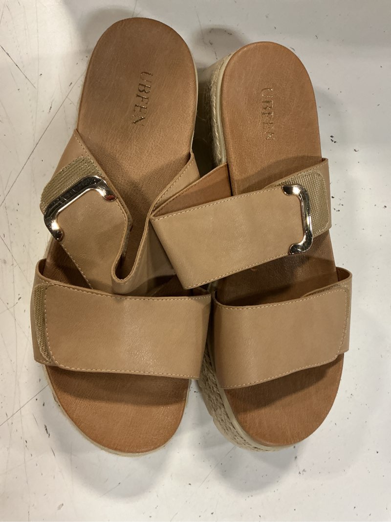 Condition photo showing Good Condition for ubfen womens platform wedge sandals orthopedic arch support | espadrille slides, comfortable cushioned, dressy for summer walking, beach vacation 11 khaki