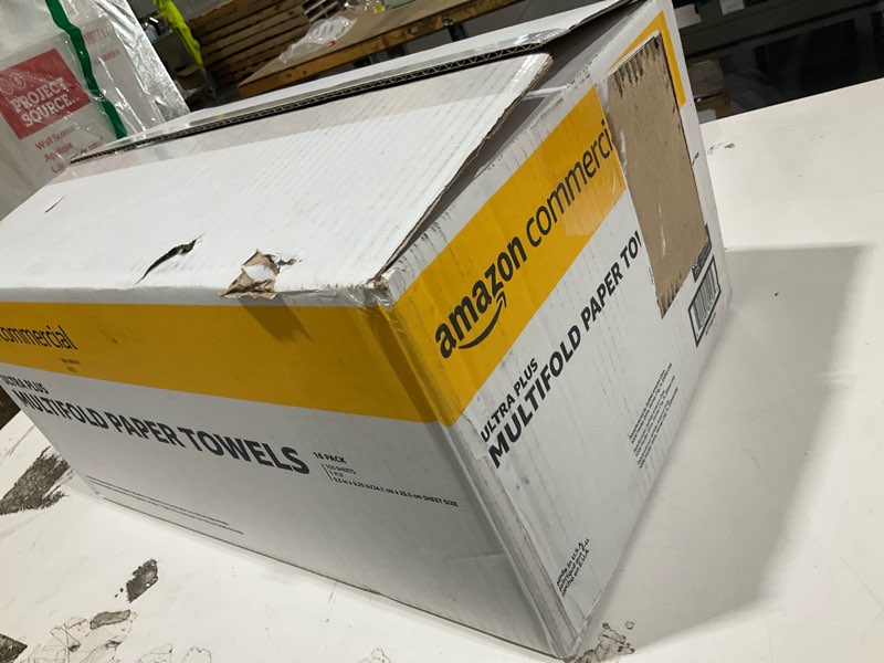 Condition photo showing Good Condition for amazoncommercial fsc certified ultra plus universal multifold paper towels, 2400 count, 16 pack of 150, white