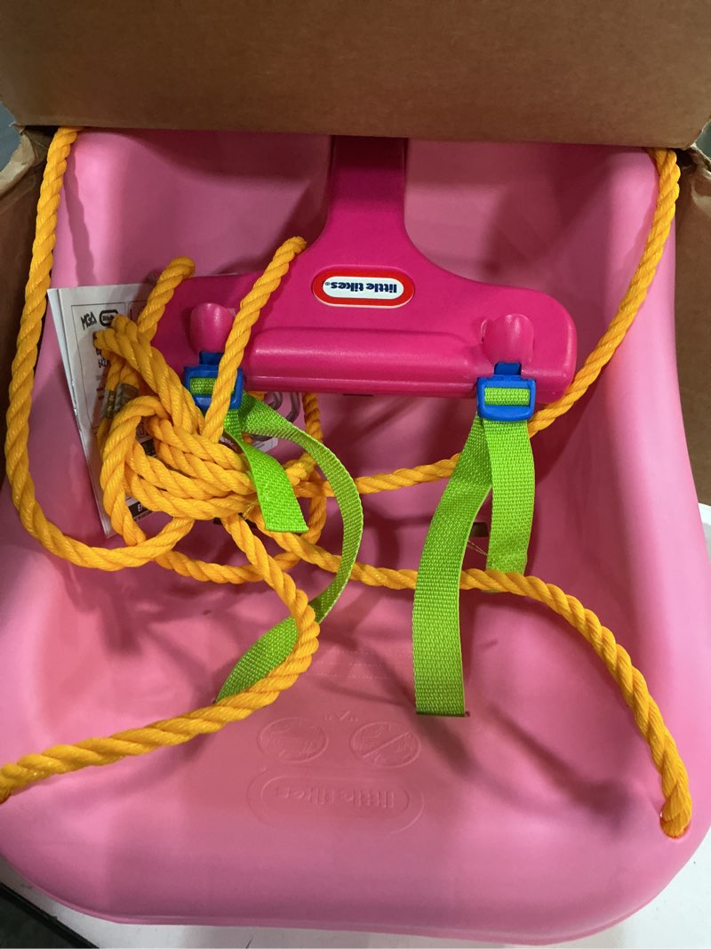 Condition photo showing Good Condition for little tikes snug 'n secure pink swing with adjustable straps, 2-in-1 for baby and toddlers ages 9 months - 4 years,16"d x 16.3"w x 17"h