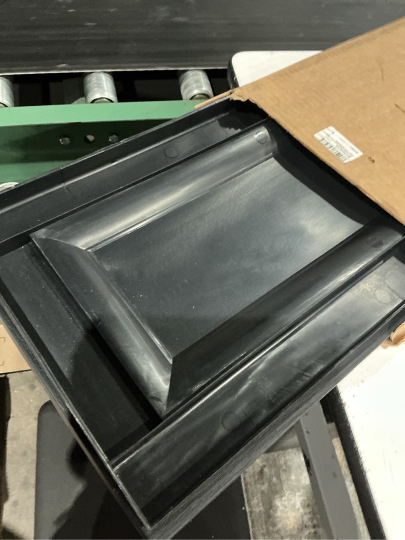 Condition photo showing As Is for mid america raised panel vinyl shutters (1 pair) - 12 x 55 002 black black 12"w x 55"h