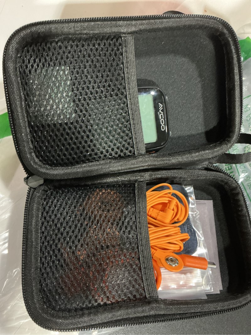 Condition photo showing Good Condition for avcoo 3-in-1 tens unit with 32 modes, dual channel ems muscle stimulator with 40 intensities for gradual pain relief therapy, rechargeable electronic pulse massager with 12 electrode pads, eva case