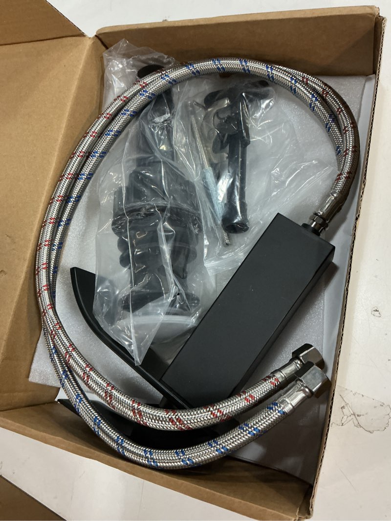 Condition photo showing Good Condition for Bathroom Faucet Matte Black Modern Waterfall Bathroom Sink Faucet with Single Handle Suitable for 1 or 3 Holes,Supply Deck Plate and Hose Matte Black Short