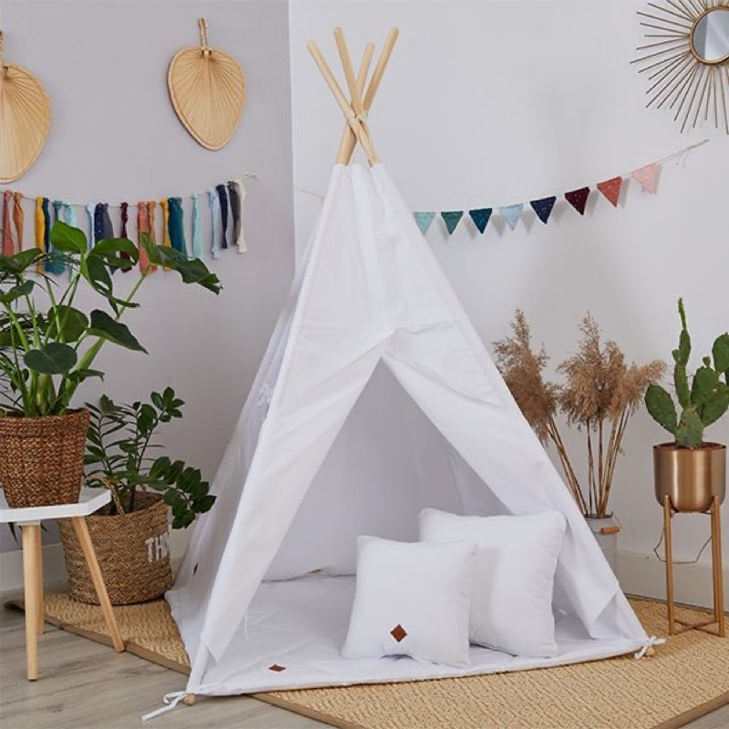 (Incomplete) Teepee Tent + Floor Mat - White