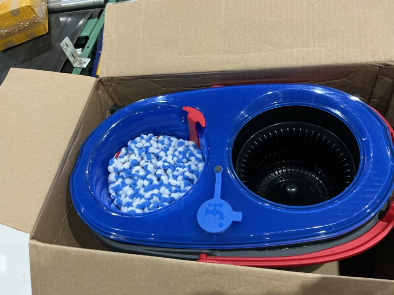Condition photo showing Good Condition for o-cedar rinseclean spin mop & bucket system | clean with clean water | removes 99% of bacteria