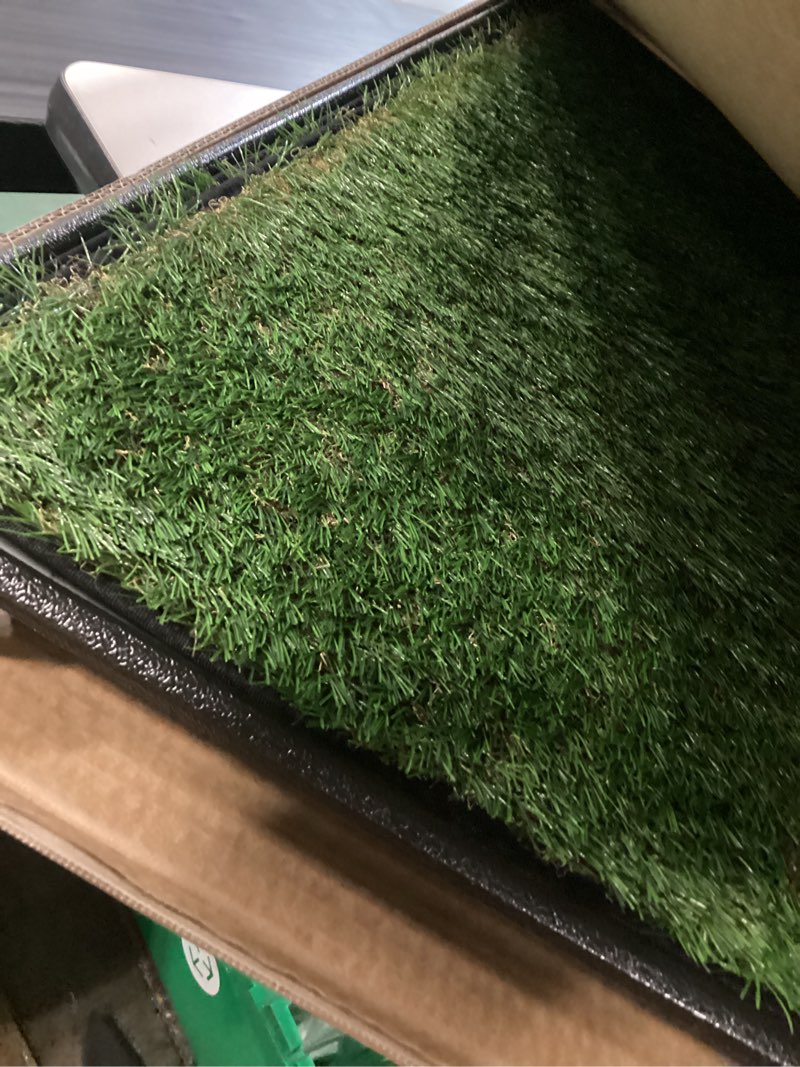 Condition photo showing New/Like New for hq4us 4legs dog grass pad with tray medium 31”×21”, dog litter box with odor free artificial grass pee pads for dogs potty tray with hemmed edge, realistic for indoor balcony medium for dog? 26" length