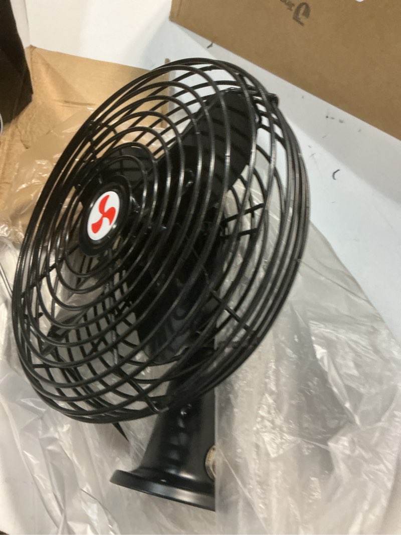 Condition photo showing Good Condition for 12 volt fan for truck cab, 2 speed switches, 6 inch heavy duty black metal car fan, cigarette lighter fan for truck with ventilate function, for use on truck or camping(cord length 6ft)