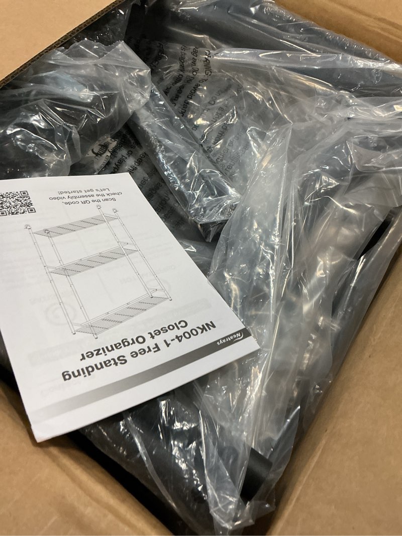 Condition photo showing Good Condition for rolling clothes rack for hanging clothes, 47.2"x 11.8"x 79" large capacity garment rack with double rods & 3 wire shelves, portable closet with wheels for bedroom, laundry, balcony (black) 47.2"w x 11.8"d x 79"h