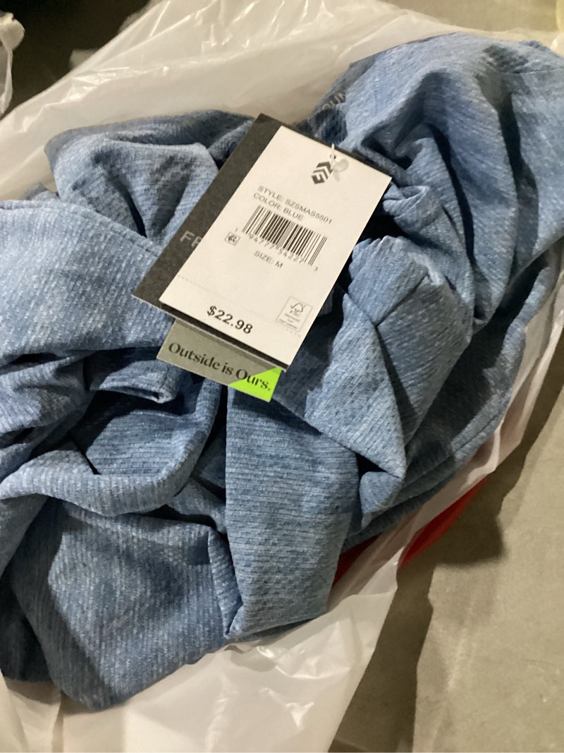 Condition photo showing New/Like New for free country men's blue knit long sleeve solid hoodie ( m)