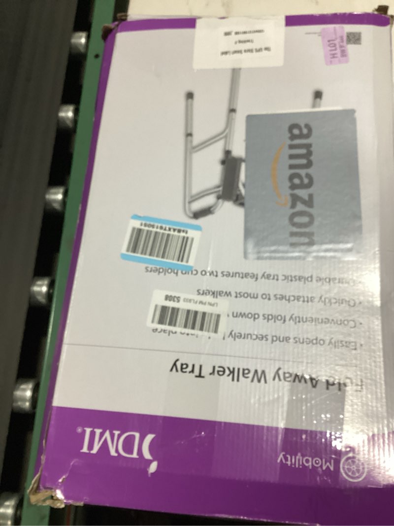 Condition photo showing New/Like New for dmi walker tray, rollator tray, mobility and walker accessory tray table fits most standard walkers, folding with two cup holders and tool free assembly, 16 x 11.8 inch gray 1 count (pack of 1)