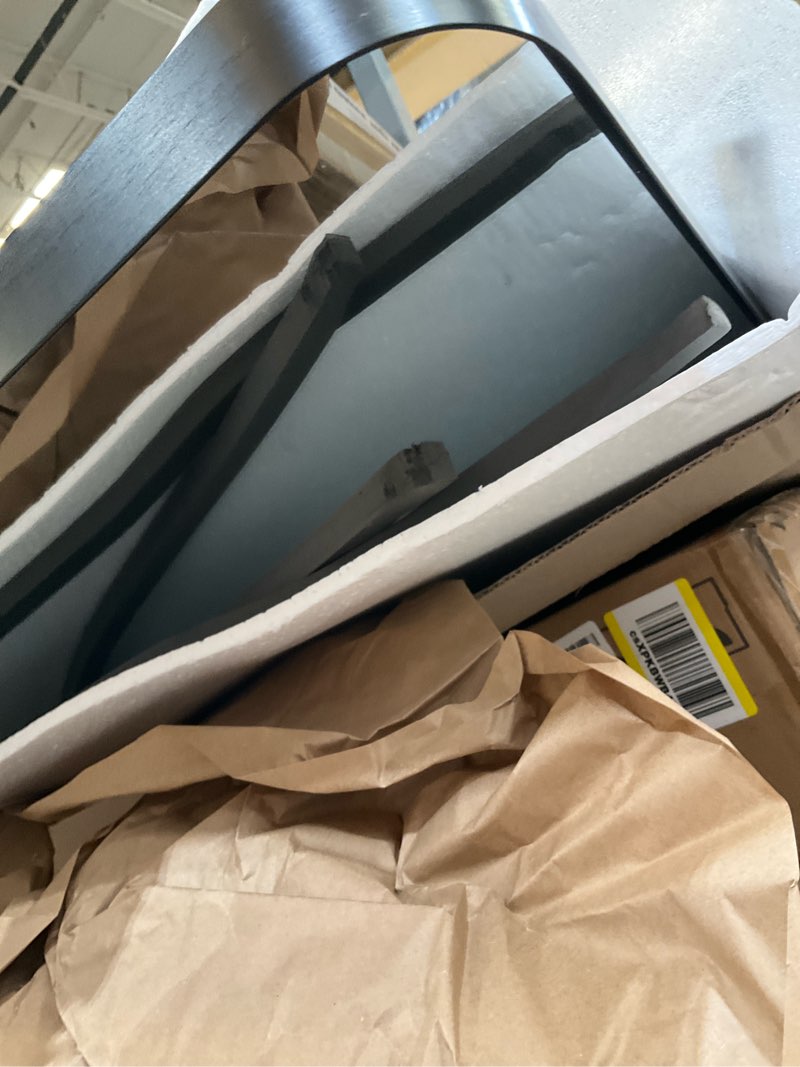 Condition photo showing As Is for VooBang Mirror Full Length - 21" x 57" Floor Mirror with Stand, Aluminum Alloy Frame Full Body Mirror, Standing Hanging or Leaning Against Wall for Bedroom and Living Room, Black Black 57"L x 21"W