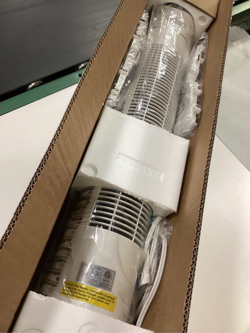 Condition photo showing New/Like New for Space Heater for Indoor Use, 34" Space Heater for Large Room, 1500W Tower Heater with Remote, Adjustable Thermostat, 12H Timer, 70° Oscillation, Overheat & Tip-Over Protection, White