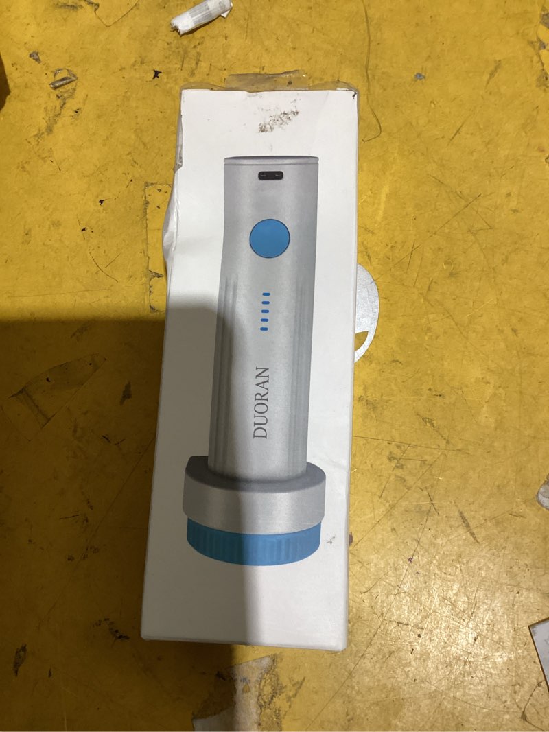 Condition photo showing As Is for cordless electric vacuum pump for vacuum storage bags travel air pump, portable usb rechargeable seal & compression bag pump for clothes, blankets & bedding (storage bags not included) blue