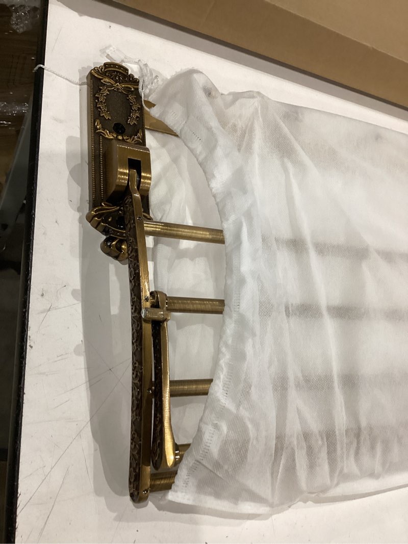 Condition photo showing Good Condition for brass foldable towel rack with hooks, foldable wall mounted bathroom shelf towel bars antique gold aluminum rail holder for bathroom, entryway, and kitchen(2-tier european style,24") 24" 2-tier european style